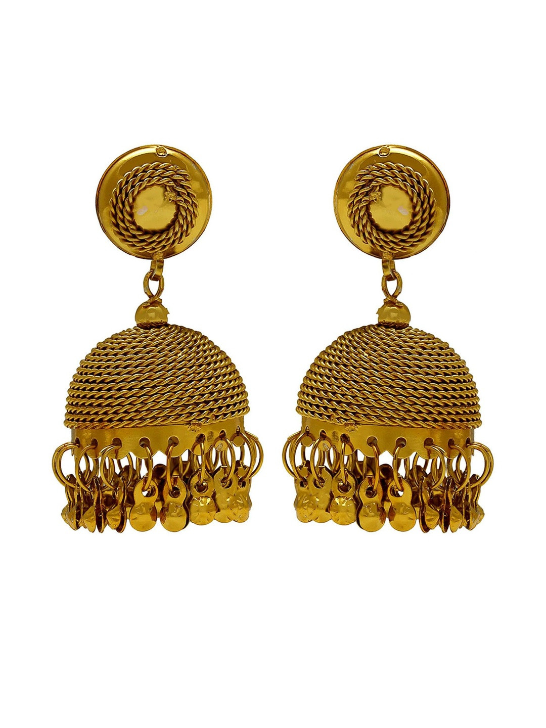 24KT Gold Plated Brass Hoop Earrings with Jhumki Design for Women