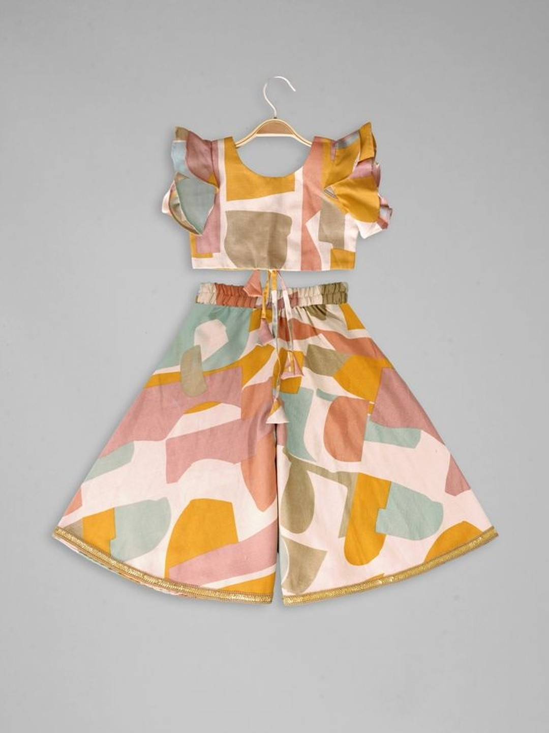 IRSIA Girls Abstract Printed Crop Top And Palazzo Set