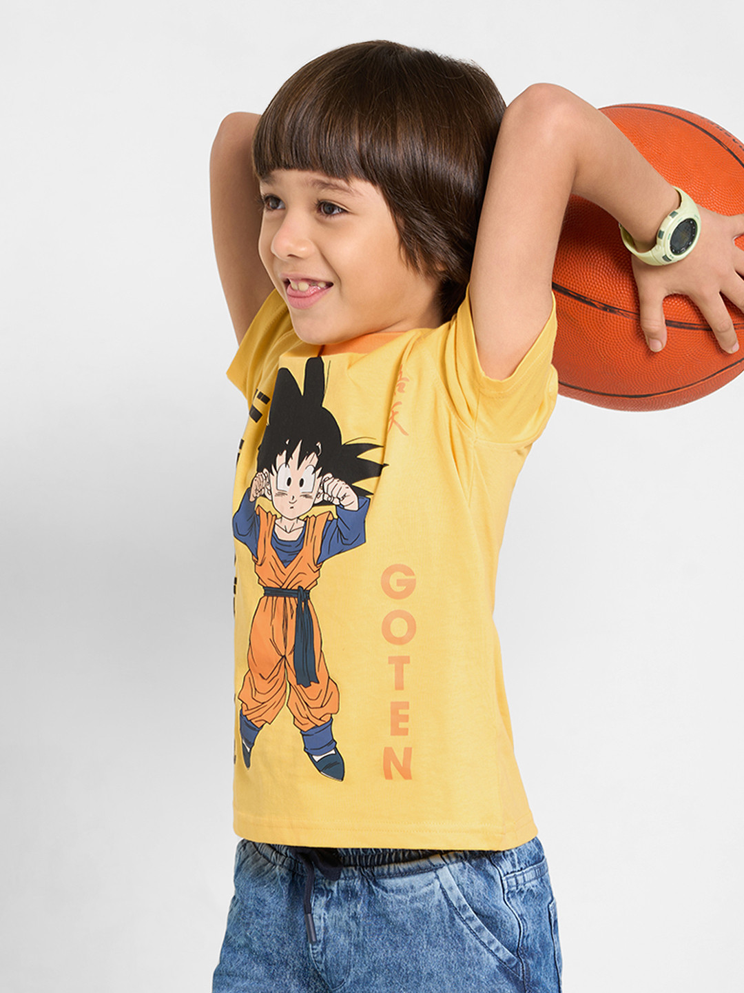 Pantaloons Junior Boys Dragon Ball Z Graphic Printed Round Neck Pure Cotton T-shirt