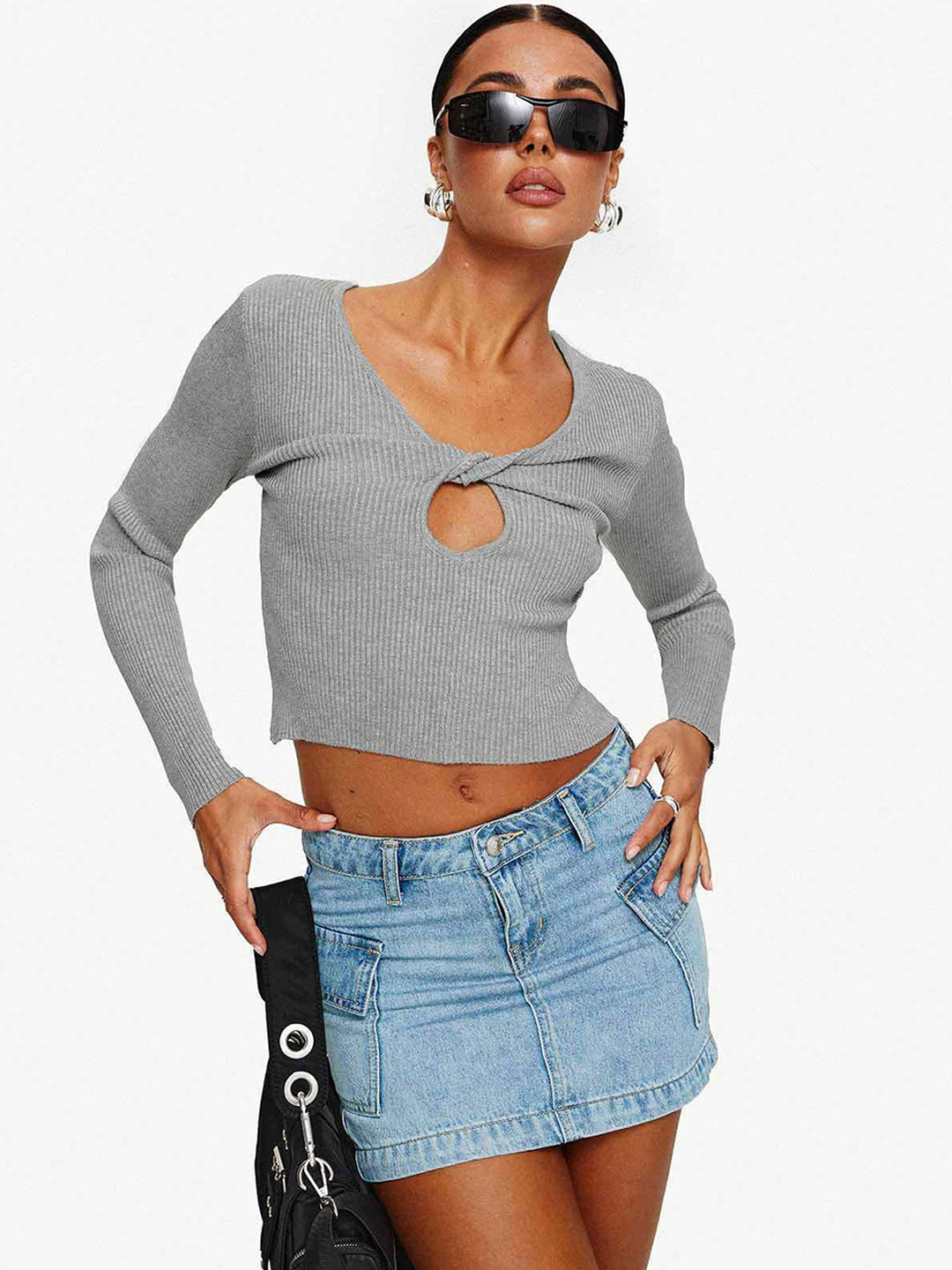StyleCast Washed Denim Pencil Mini Skirt