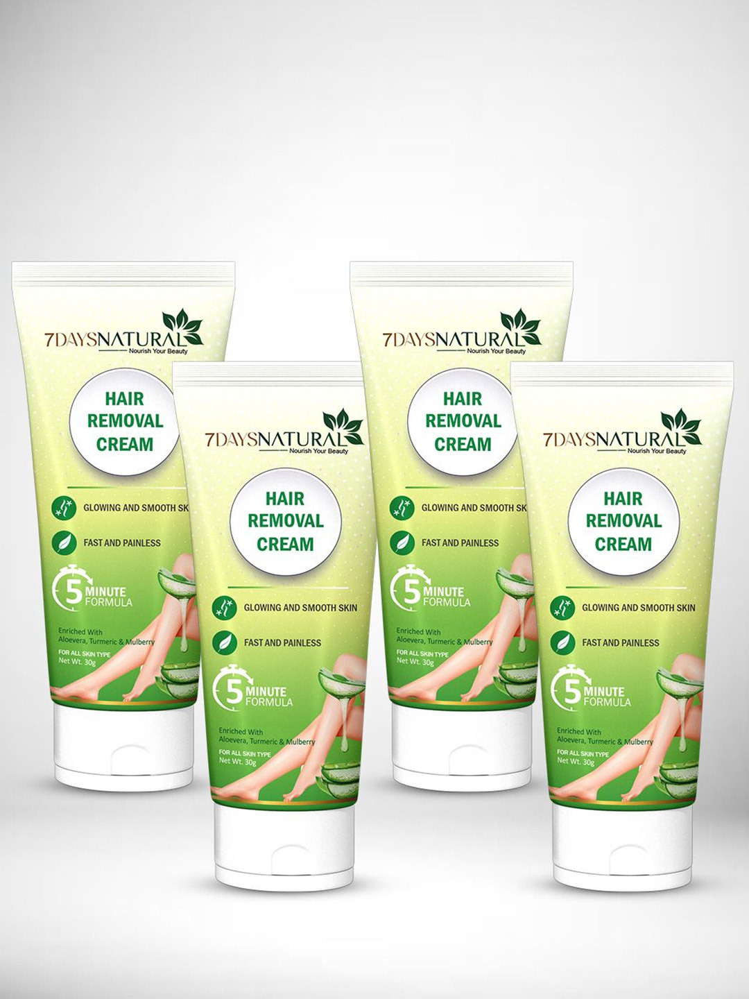 7DAYSNATURAL Set Of 4 Glowing & Smooth Hair Removal Cream