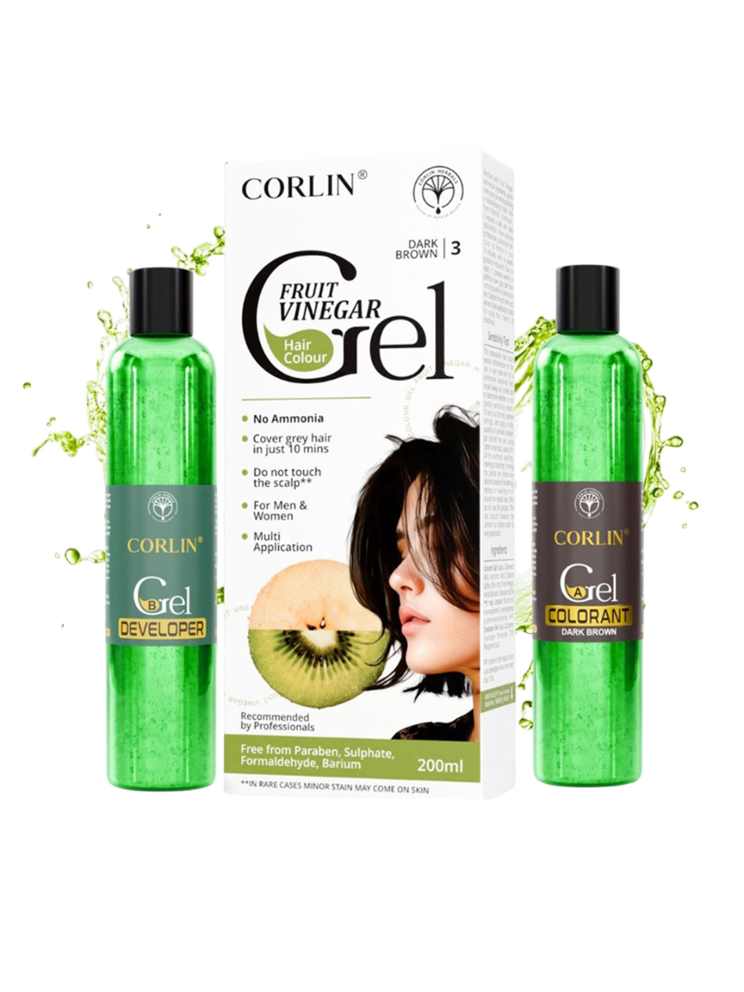corlin Fruit Vinegar Hair Color Gel - 200 ml - Dark Brown