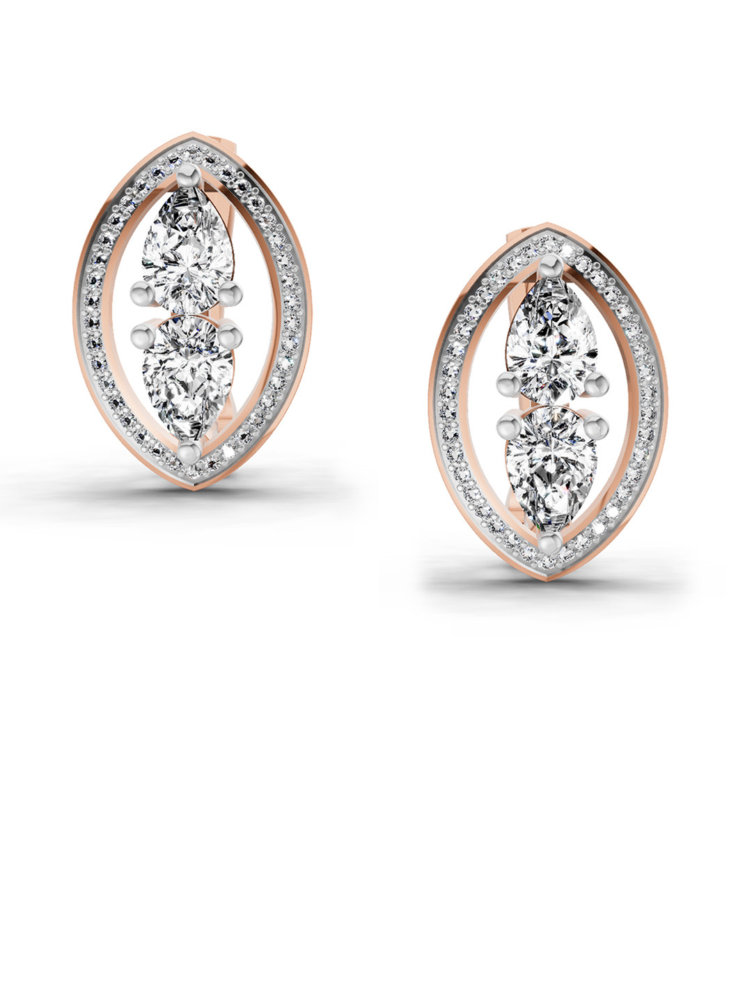 Sparkles 14K Rose Gold Lab Grown Diamond  2.63 Carat Pear Shape Cluster Diamond Earrings