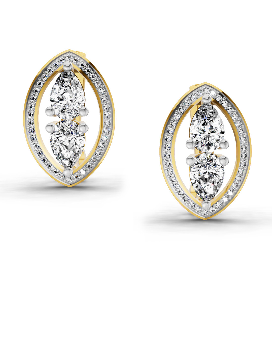 Sparkles 14K Yellow Gold Lab Grown Diamond  2.63 Carat Pear Shape Cluster Diamond Earrings