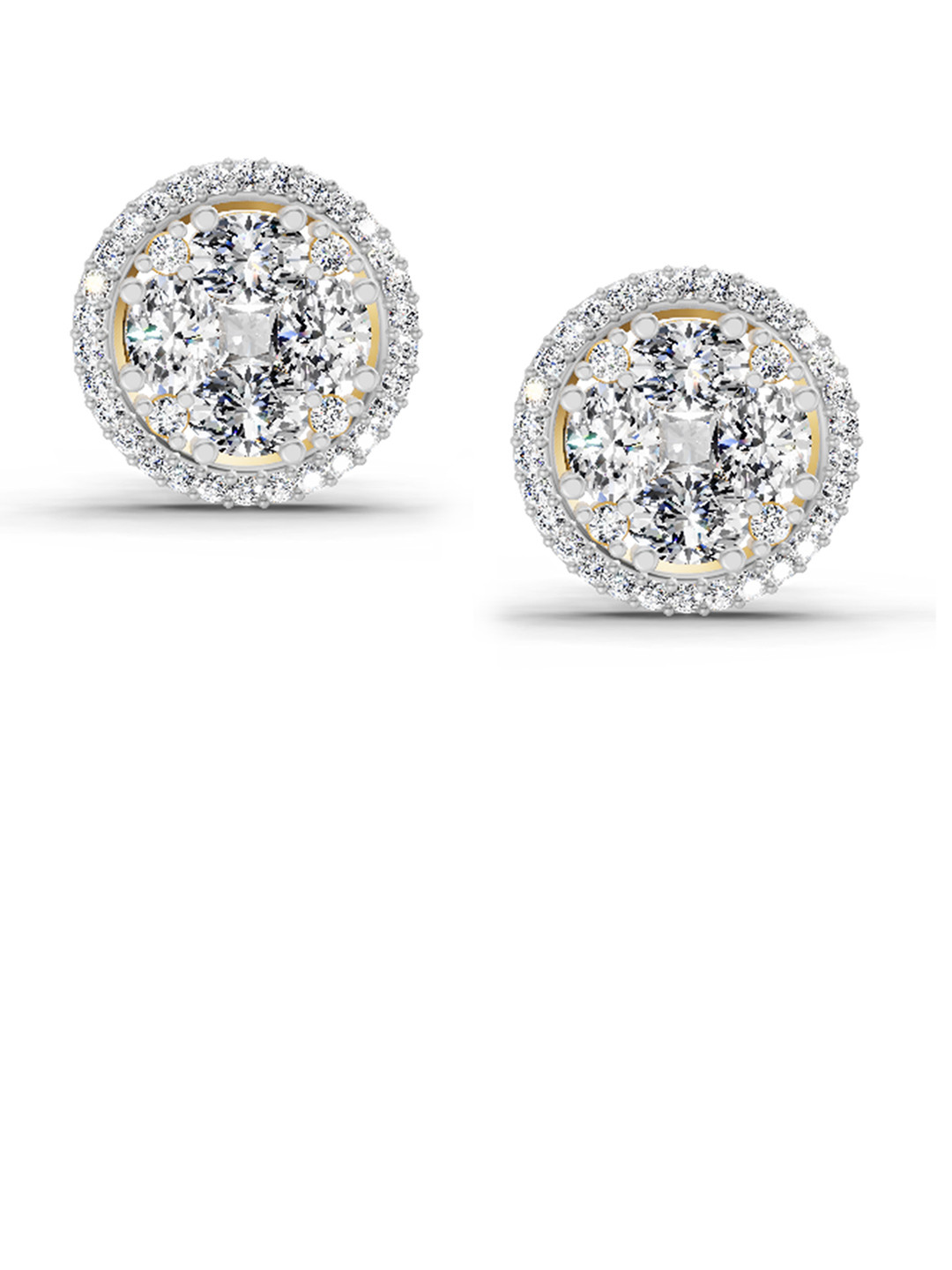 Sparkles 14K Yellow Gold Lab Grown Diamond 2.05 Carat Oval Shape Cluster Diamond Earrings