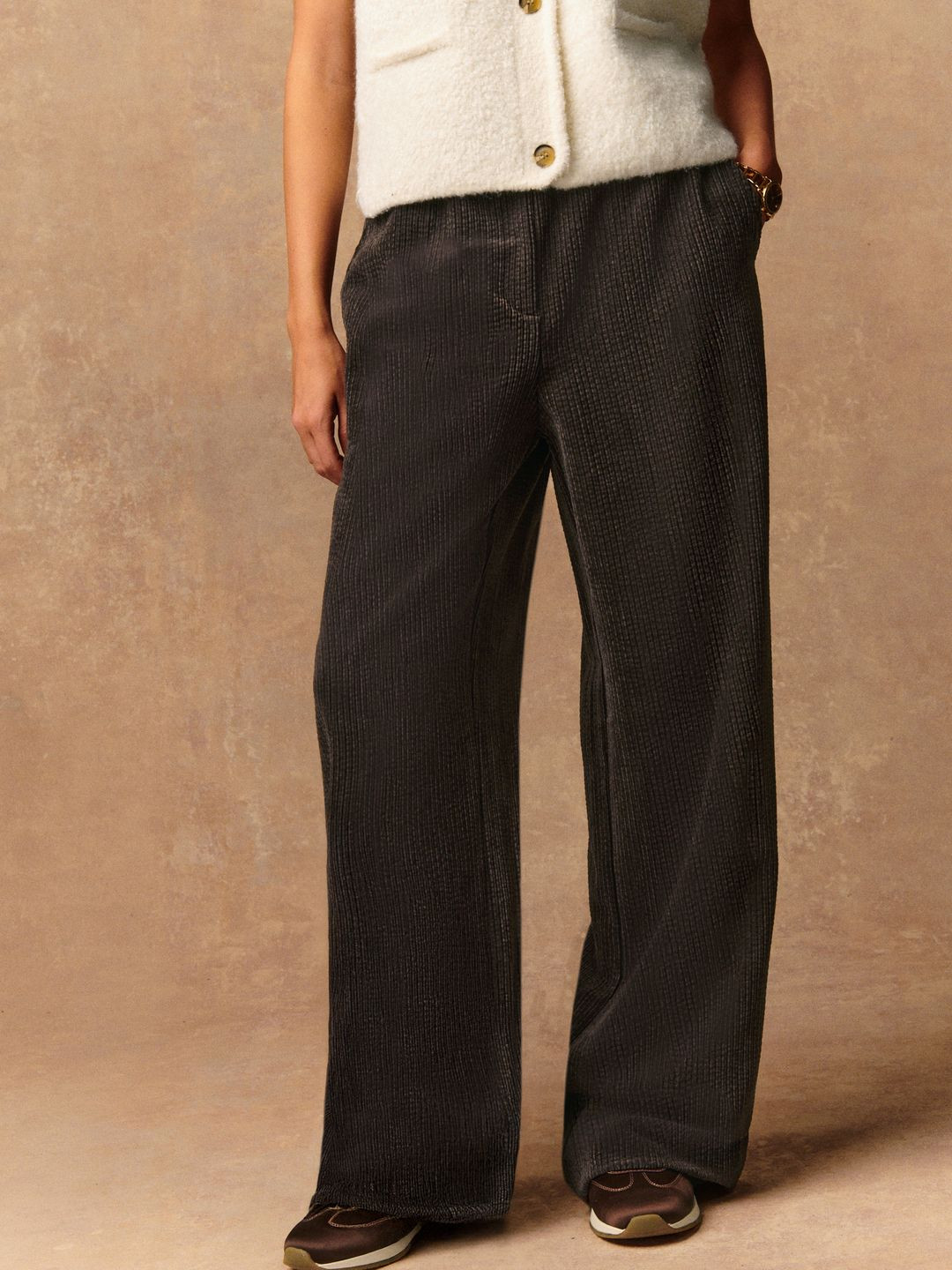 NEXT Women Textured Wide Leg Trousers