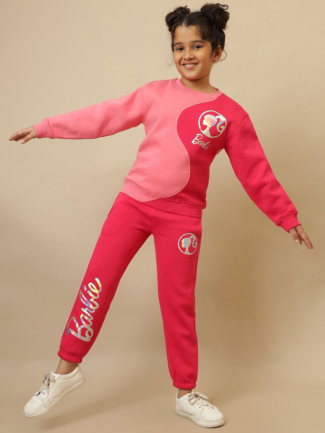 Kids Ville Girls Barbie Printed Sweatshirts With Jogger