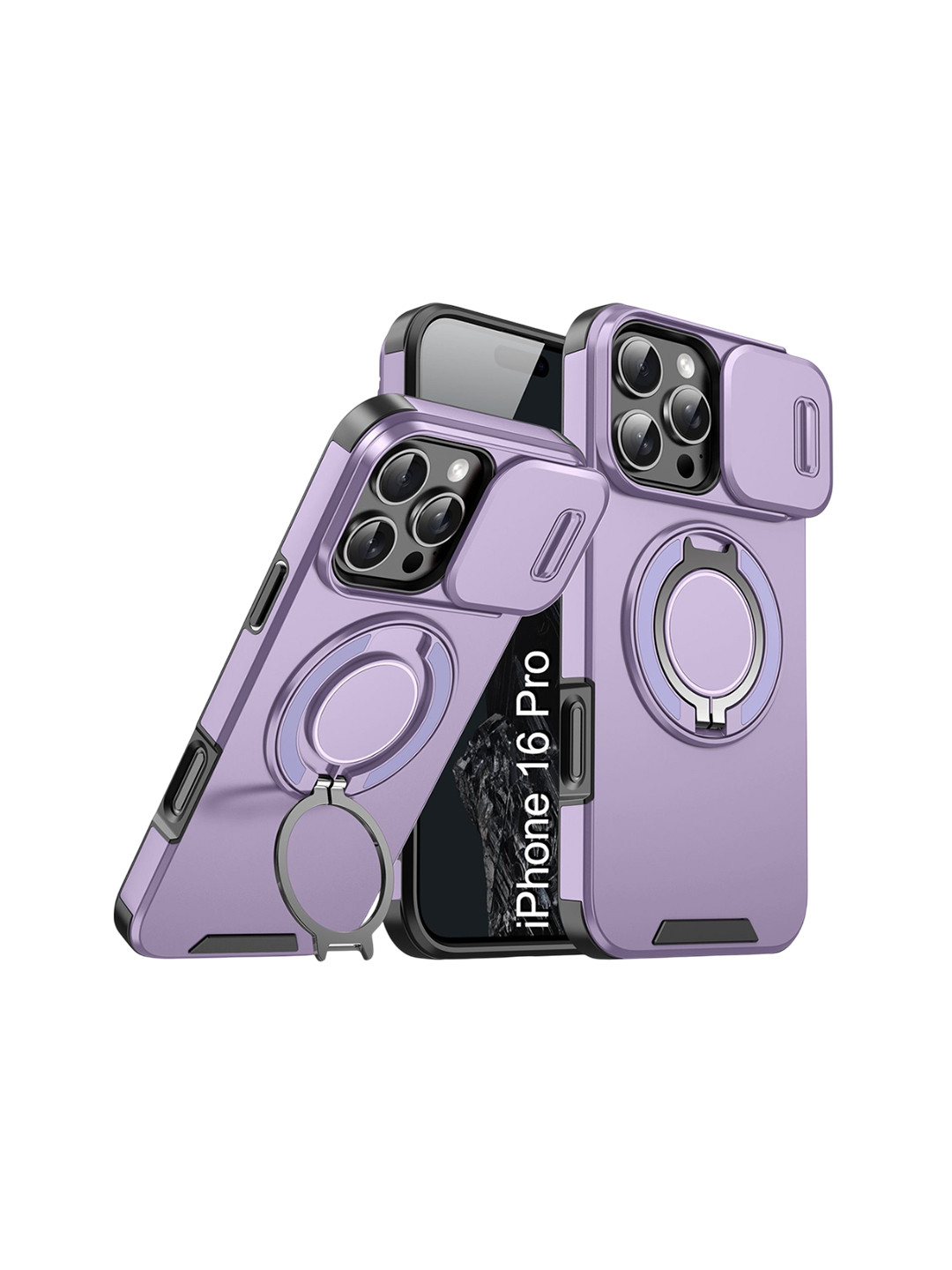 Luxury Kase Shockproof iPhone 16 Pro Magnetic Back Case With Slide Camera Cover