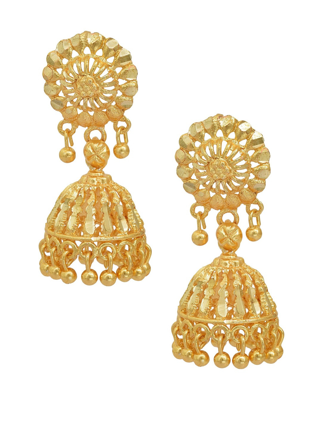 Gold plated Faux kundan Medium size simple Sober and stylish Jhumki earring Women