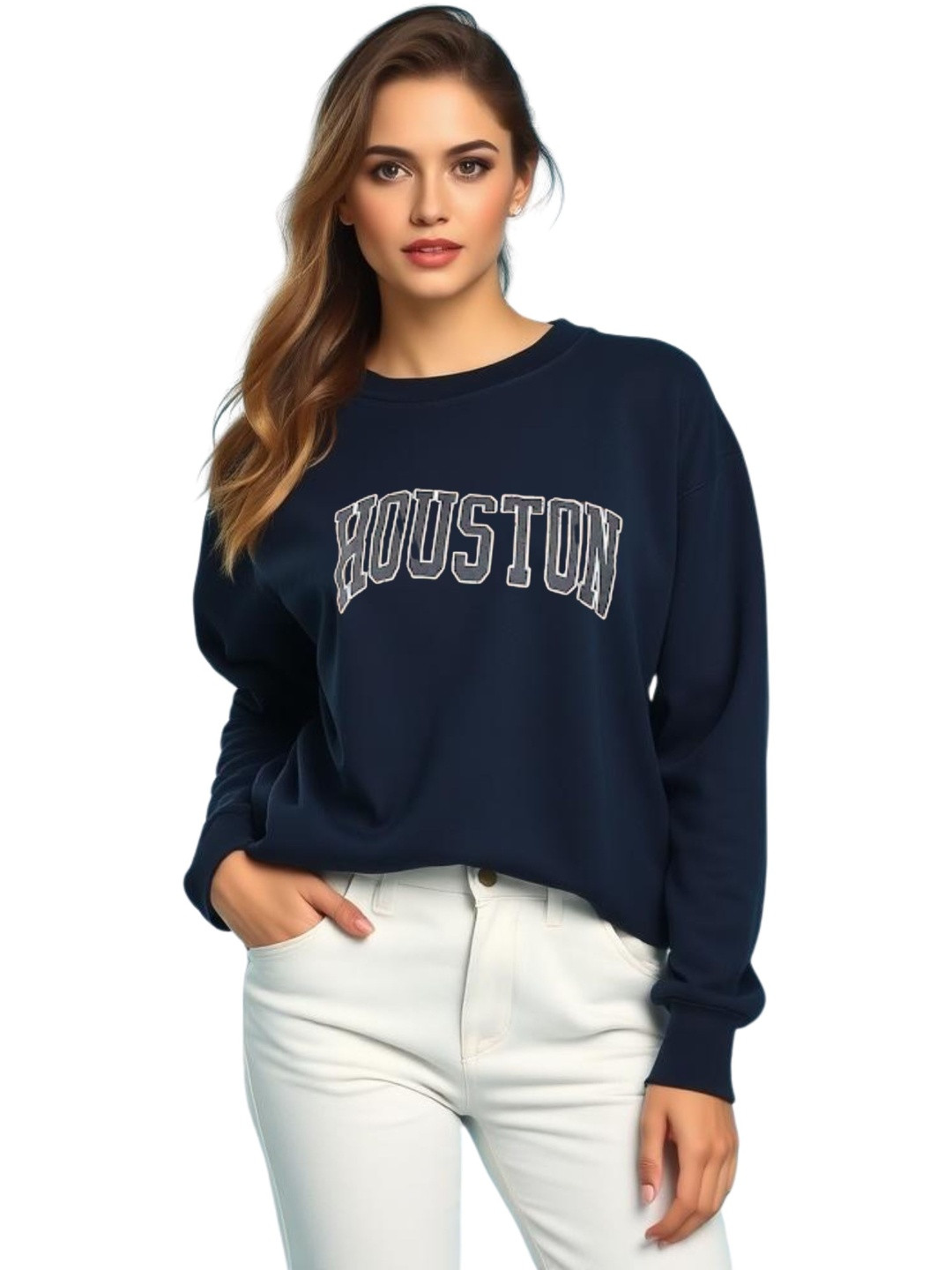 SALUJA FABRICS Typography Printed Cotton Dry Fit Pullover Sweatshirt