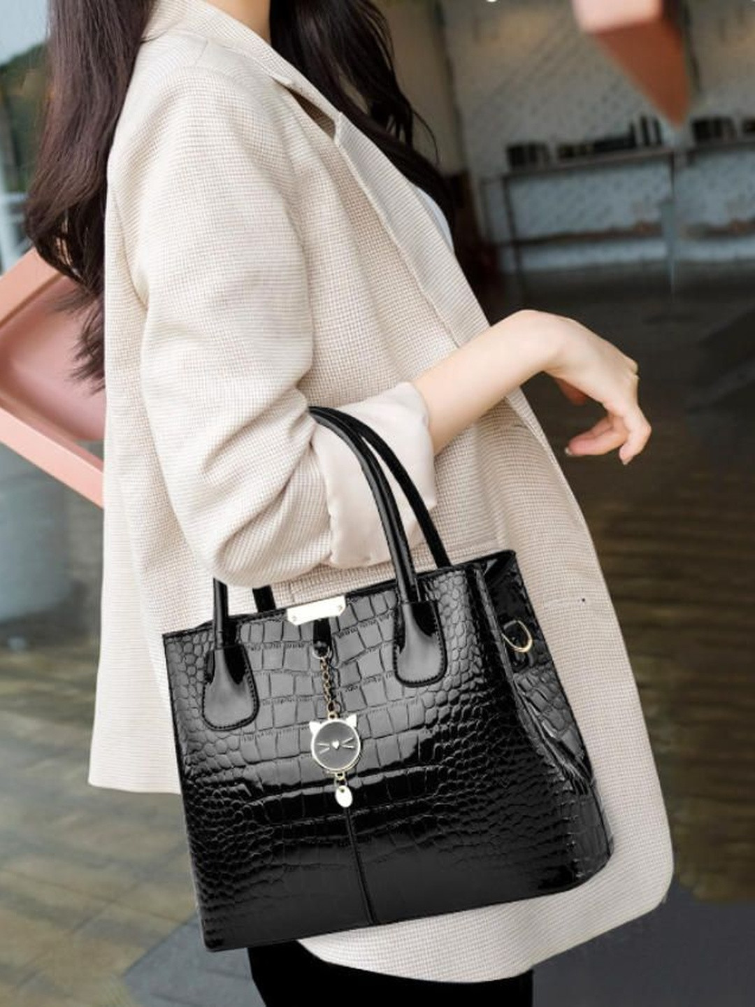 CORSICA Animal Textured Medium Structured Shoulder Bag