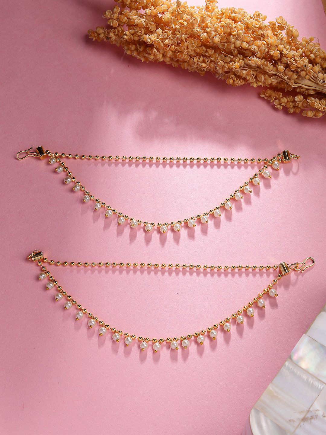 Sukkhi 18K Gold-Plated Pearls Beaded Spherical Shaped Ear Chains
