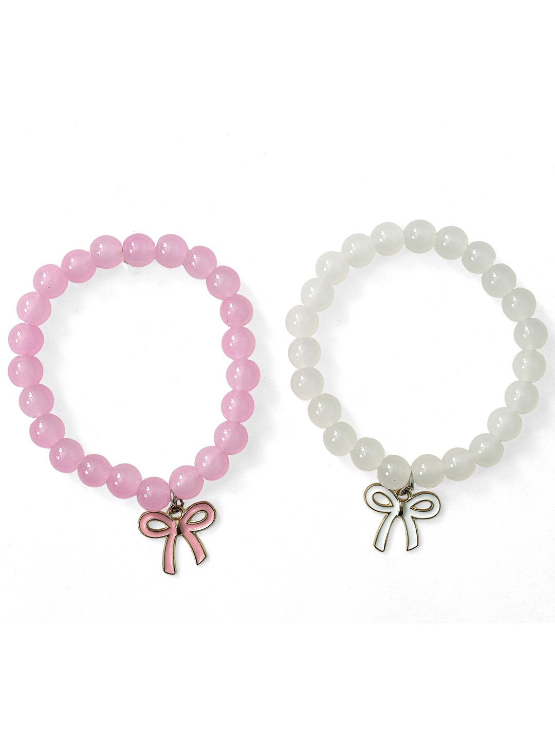 ARISTAL Jewellery Multistrand Pink & White Bow Bracelet