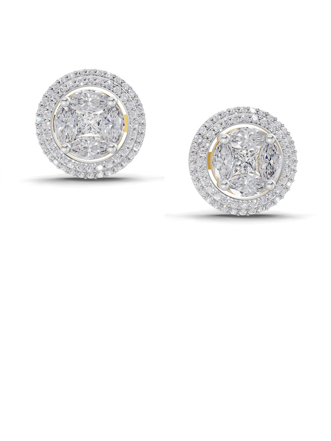 Sparkles 14K Yellow Gold Lab Grown Diamond 1.74 Carat Marquise Shape Halo Diamond Earrings