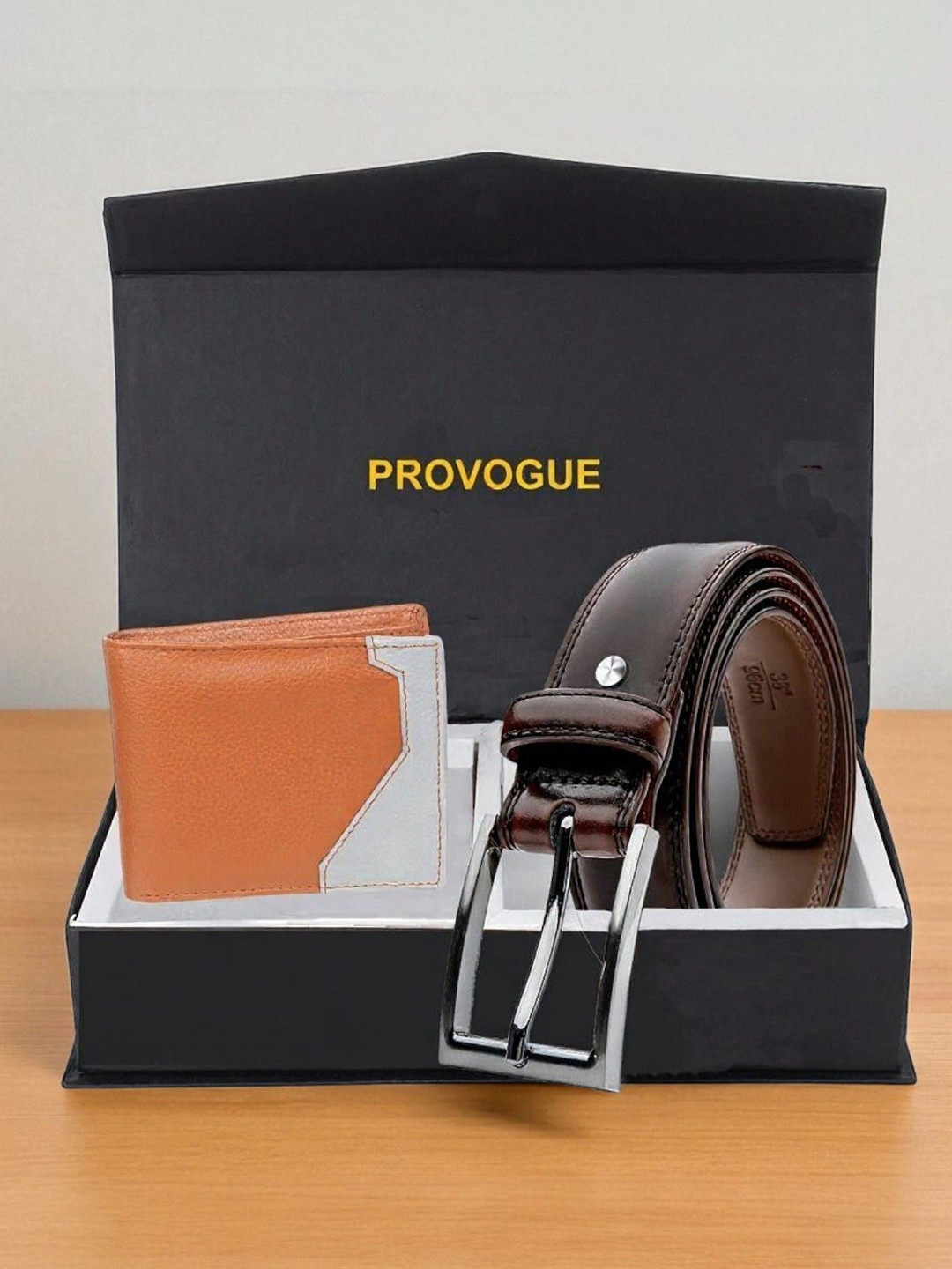 Provogue Men Pack of 2 Leather Belt With Card Holder Accessory Gift Set
