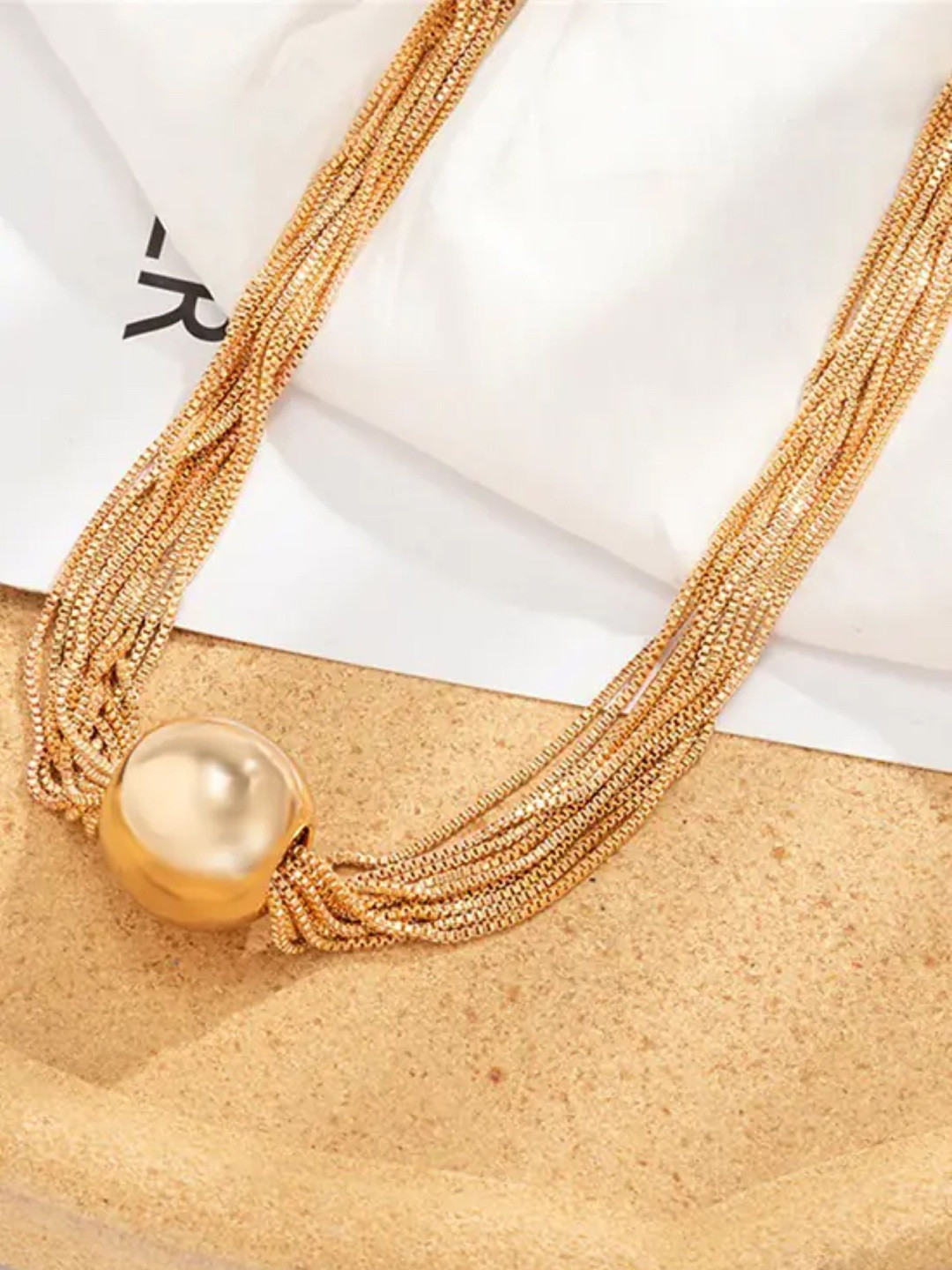 FASHION EMPIRE Women Gold-Tone Multi-Strand Chain Brass-Plated Necklace