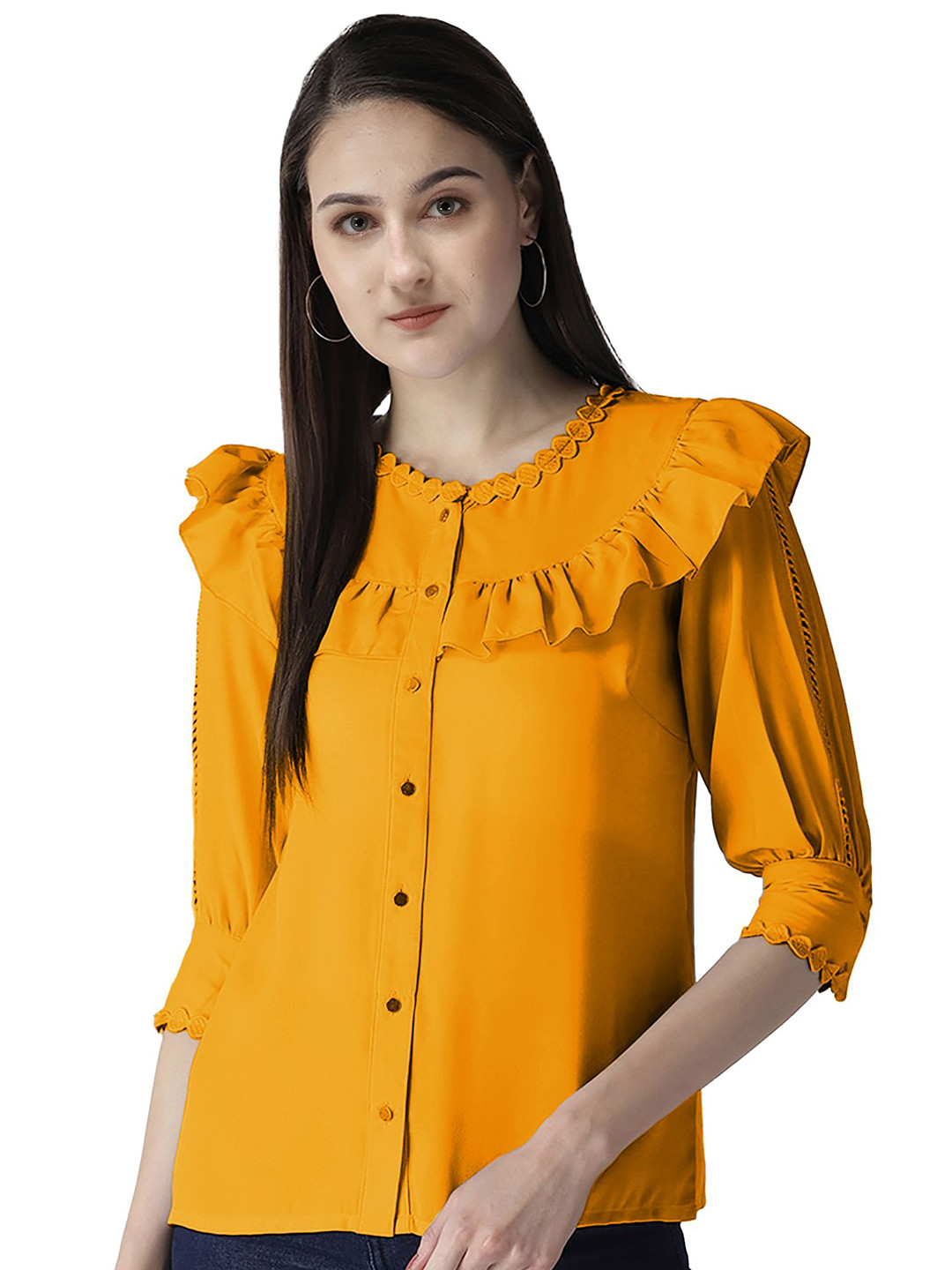ORIEX THE ORIGINAL FASHION Women Ruffles Shirt Style Top