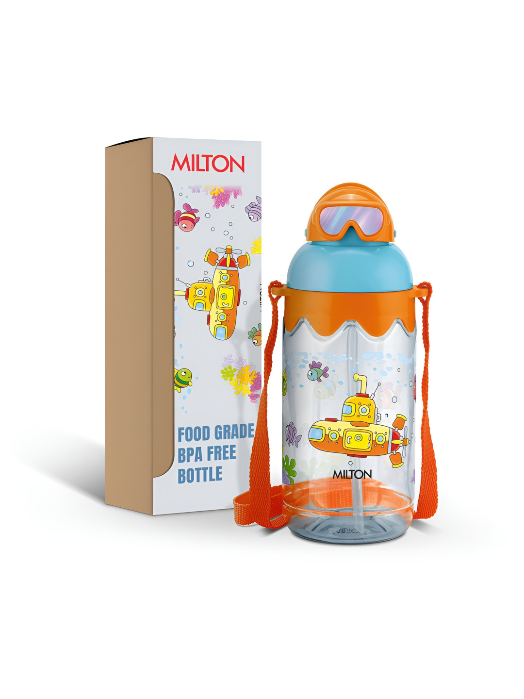 Milton Orange & White Graphic Printed Sipper 450ml