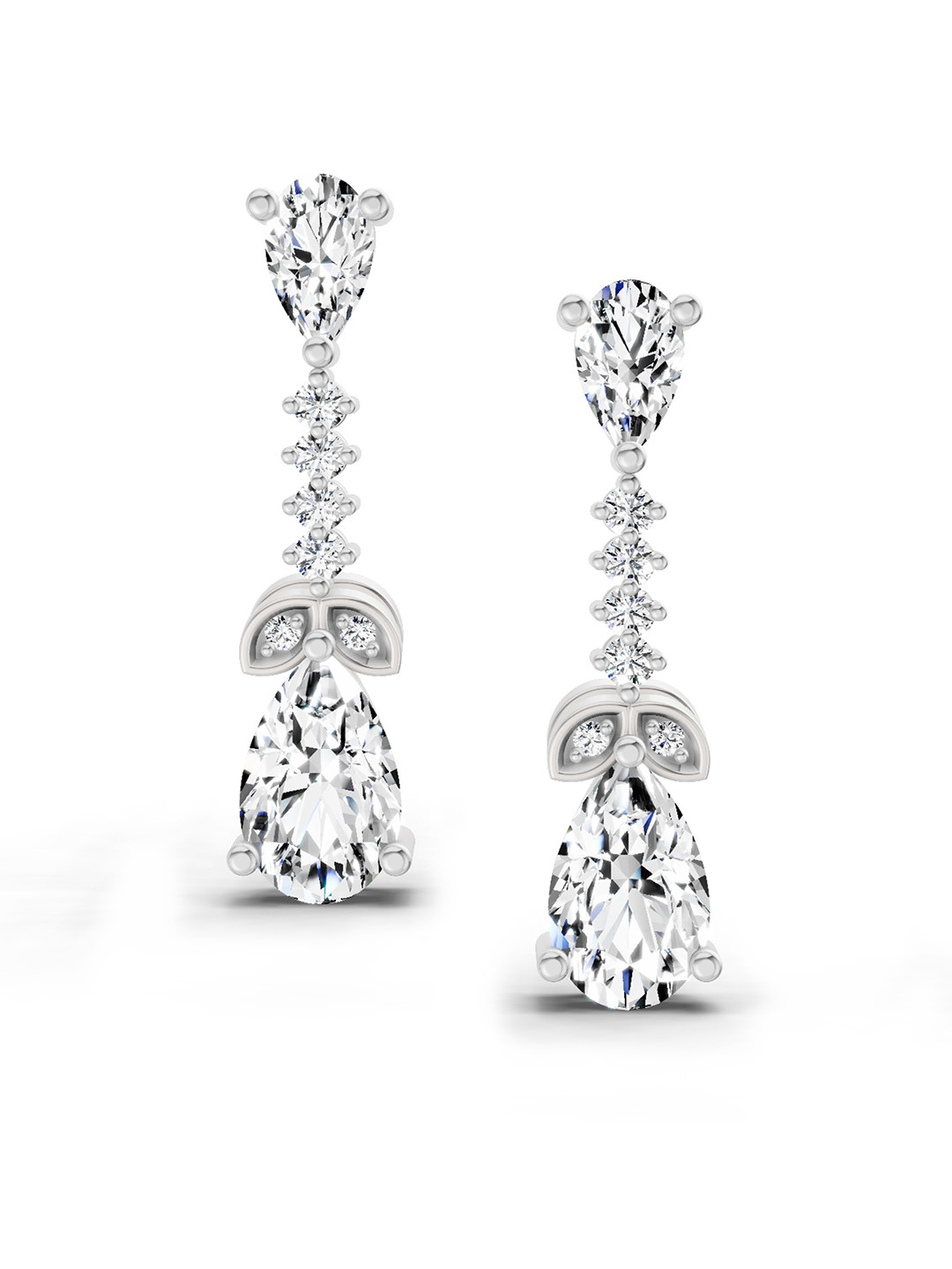 Sparkles 14K White Gold Lab Grown Diamond 2.5 Carat Pear Shape Dangle Diamond Earrings