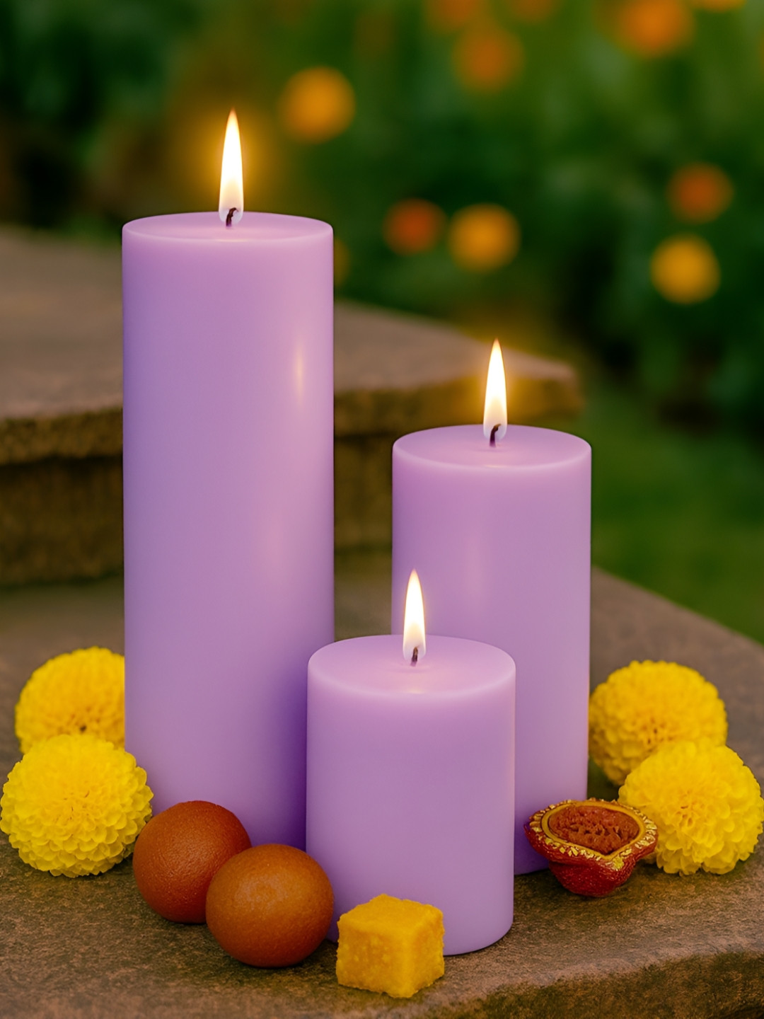 Homesake Violet 3 Pieces  Pillar Candles