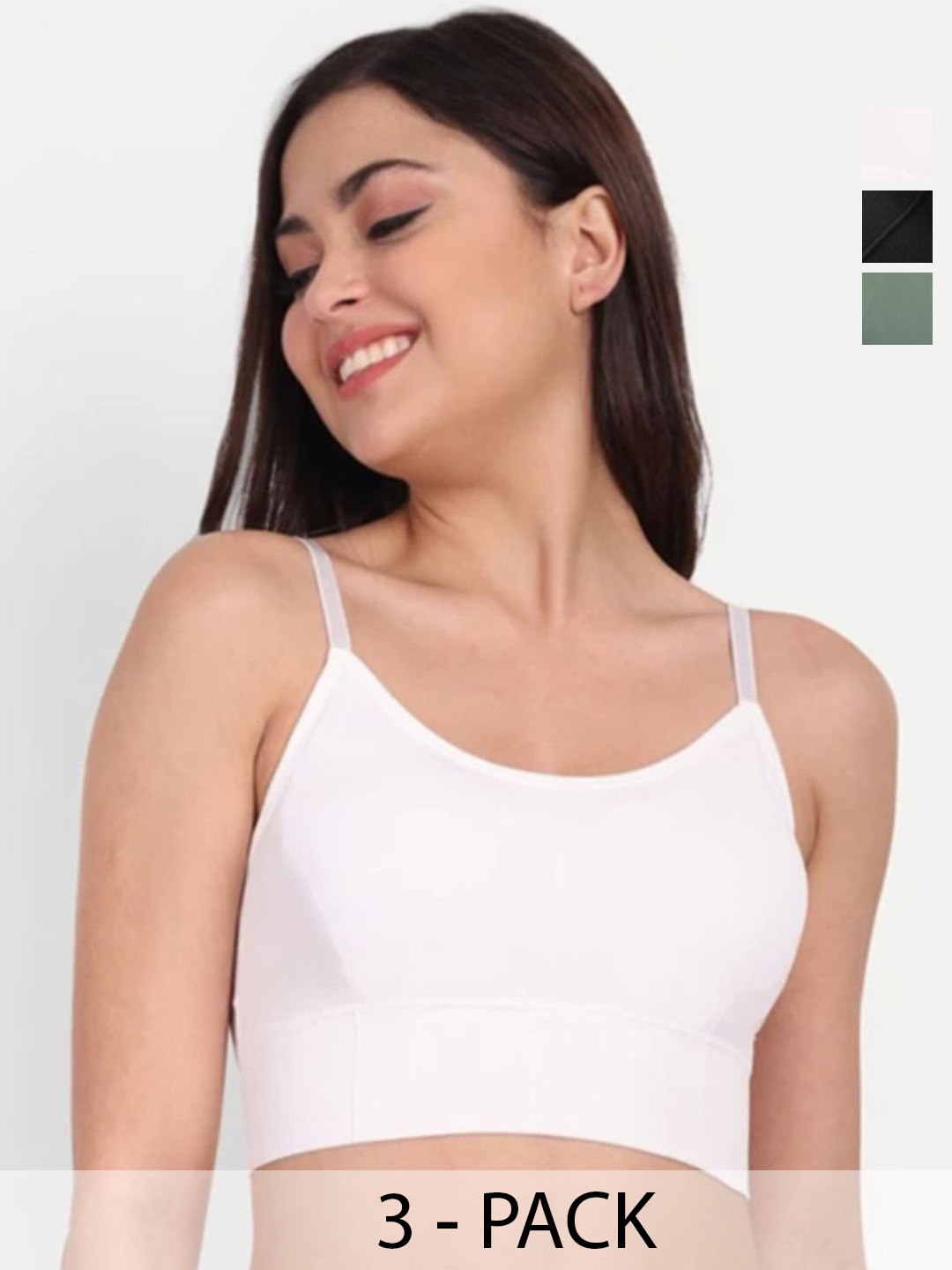 ALLIANCE OVERSEAS Women Pack Of 3 Bralette Full Coverage Removable Padding Workout Bra