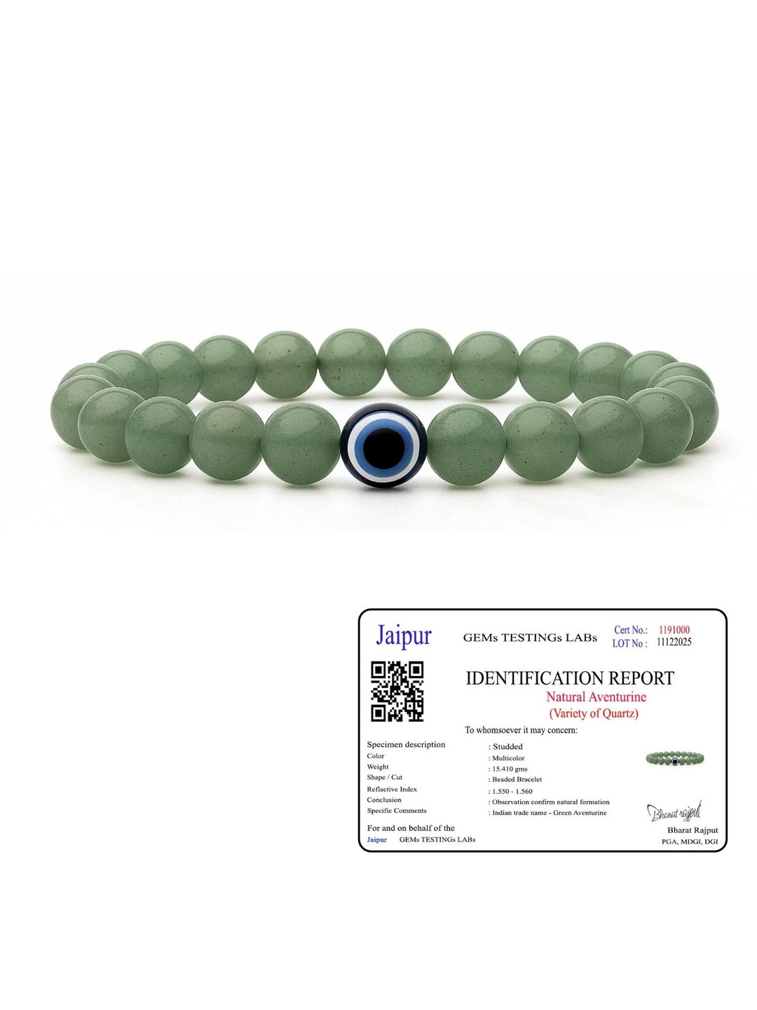 SENROAR Unisex Aventurine Evil Eye Charm Agate Elasticated Bracelet