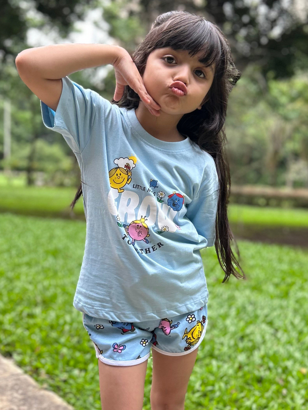 Nap Chief Girls Mr Men Little Miss Printed Pure Cotton T-shirt with Shorts