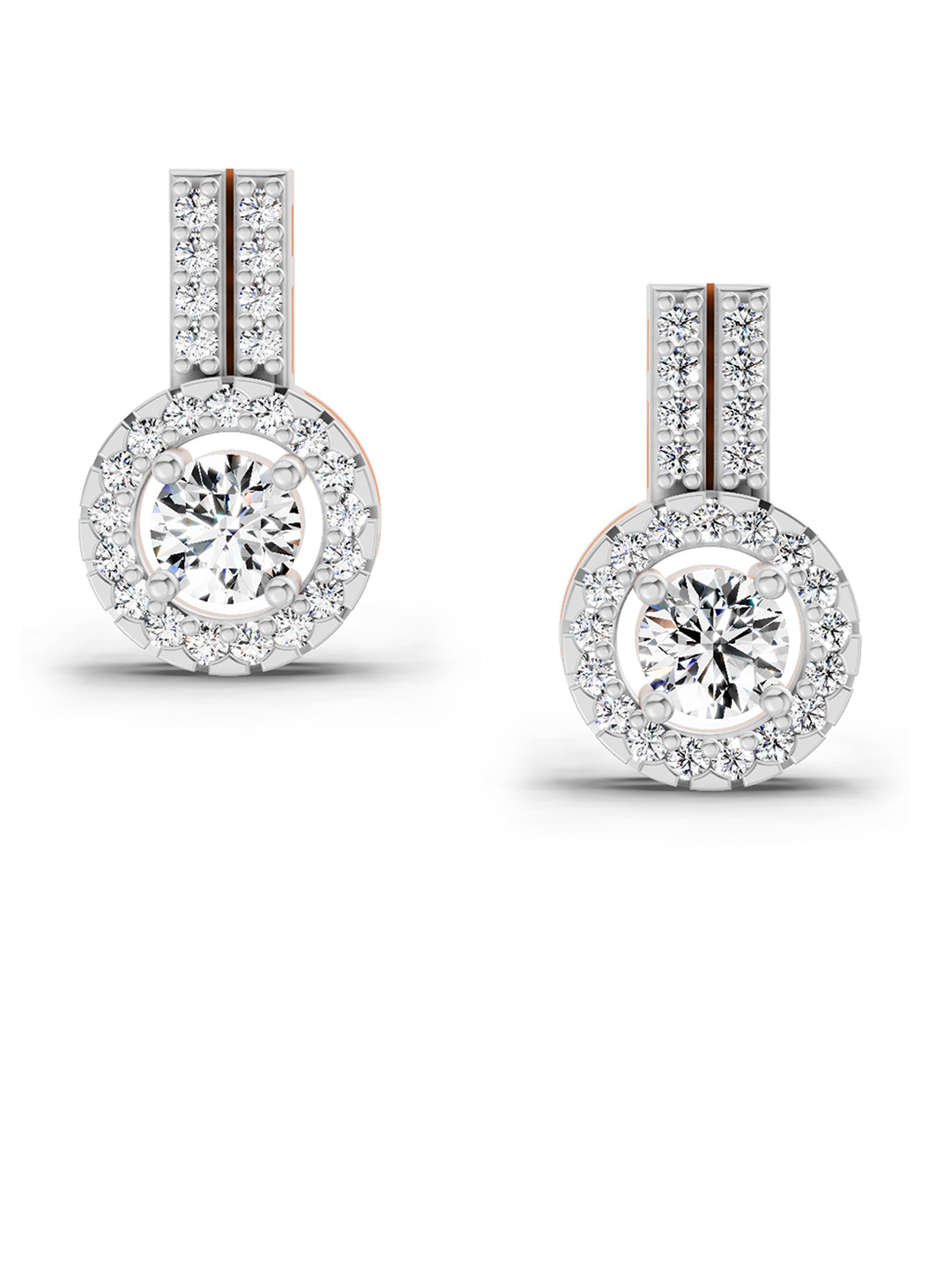 Sparkles 14K Rose Gold Lab Grown Diamond 0.88 Carat Halo Diamond Earrings