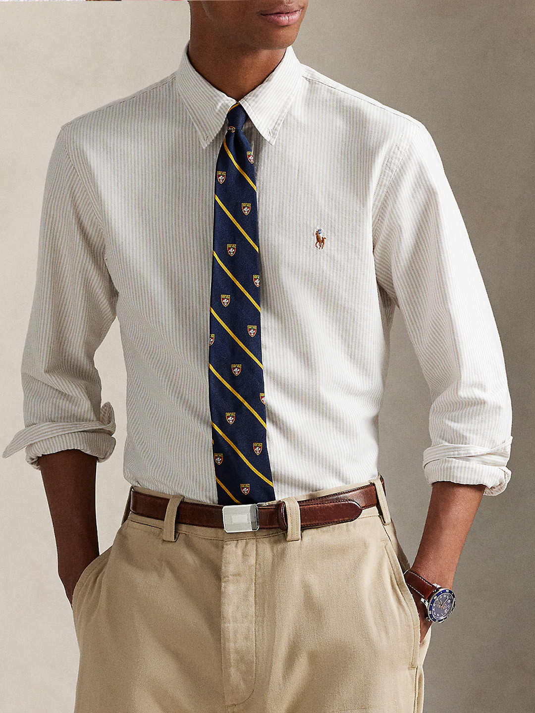 Polo Ralph Lauren Men Beige Striped Casual Shirt