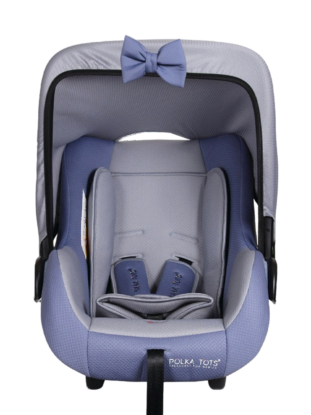 Polka Tots Infants Blue 5 in 1 Baby Car Seat Cum Carrycot with Fancy Bow Tie