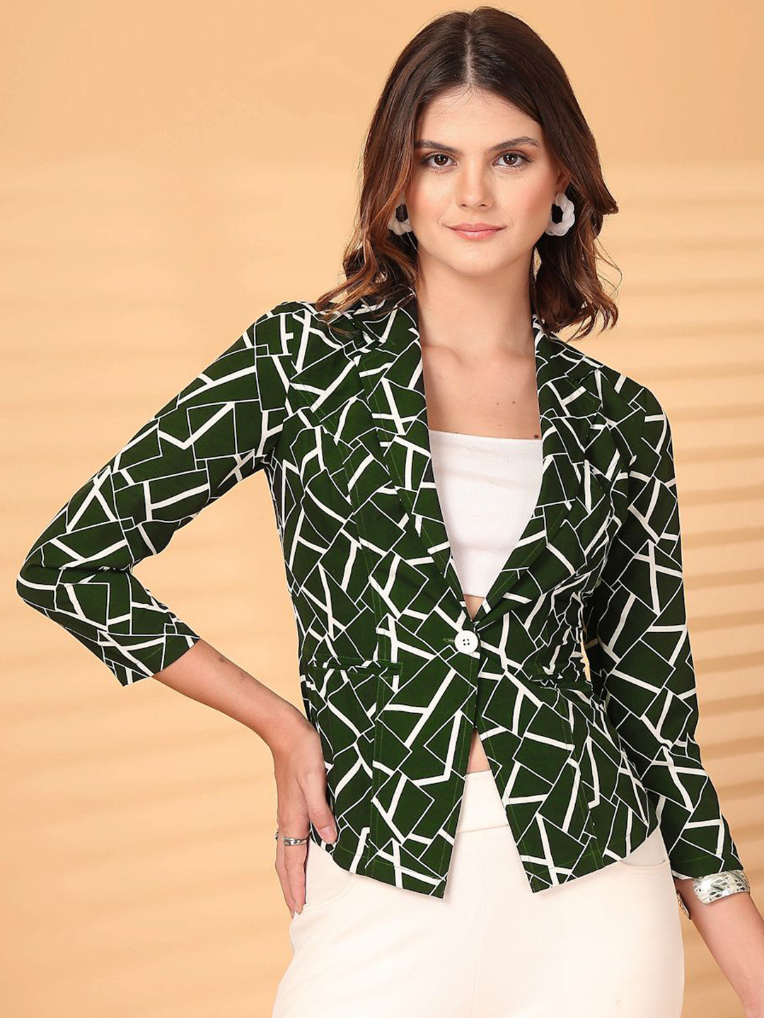 BEING NAUGHTY Printed Slim-Fit Single-Breasted Casual Blazer