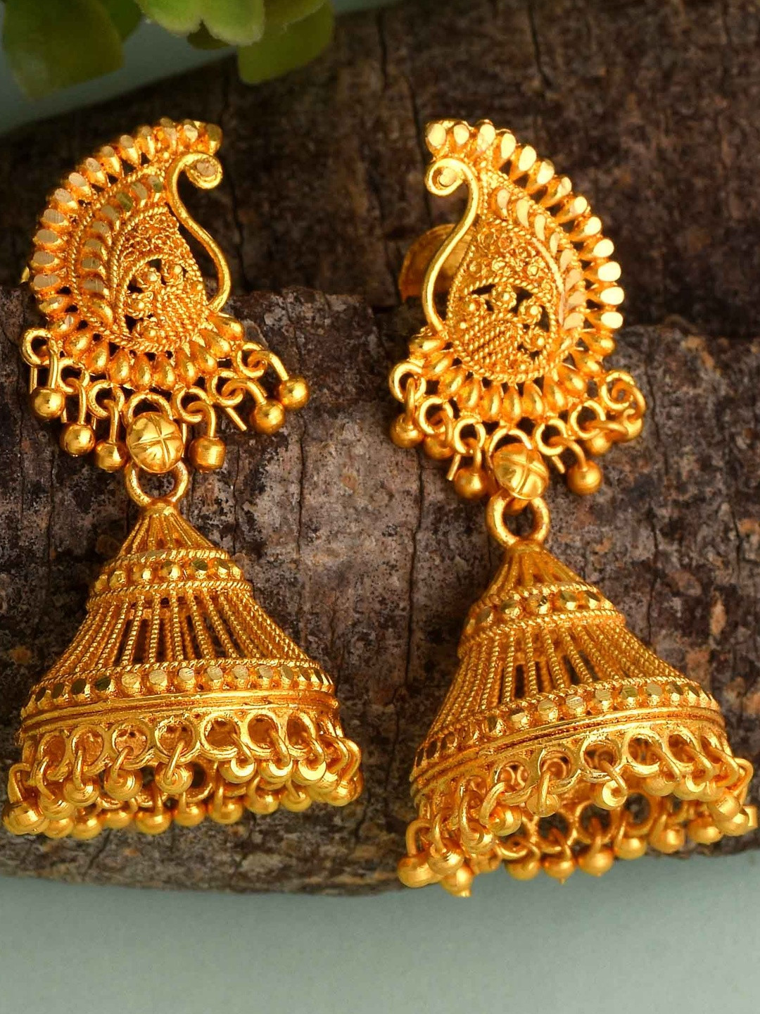 Brass Micron Goldplating Kairi Shape Ethnic Jhumki Earring Traditional Women