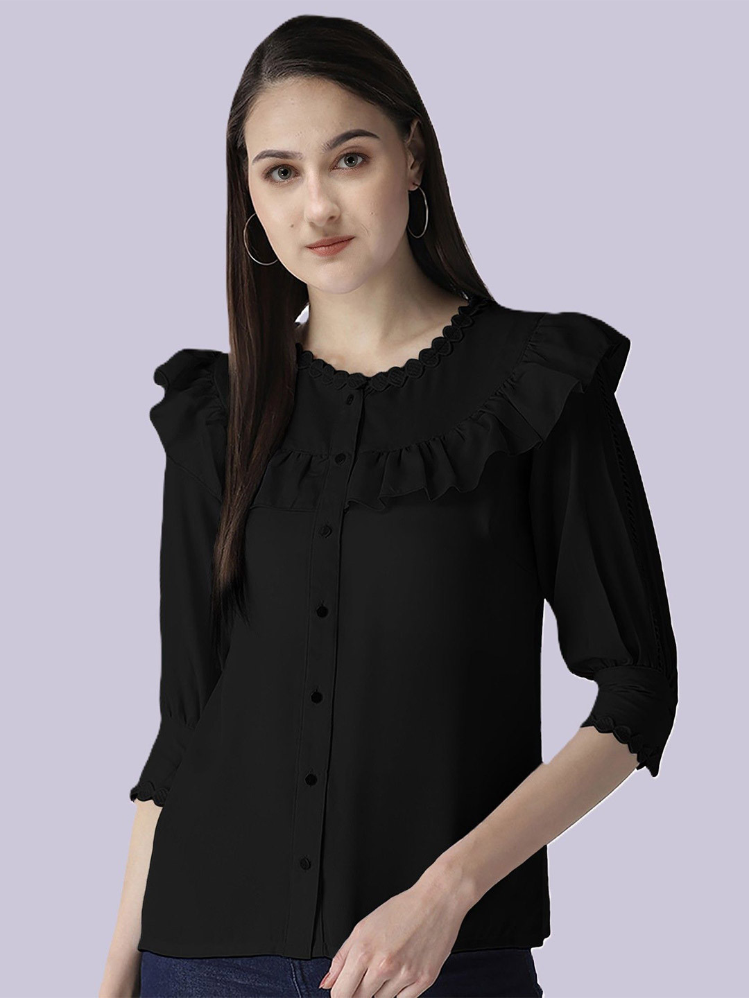 ORIEX THE ORIGINAL FASHION Women Crepe Shirt Style Top