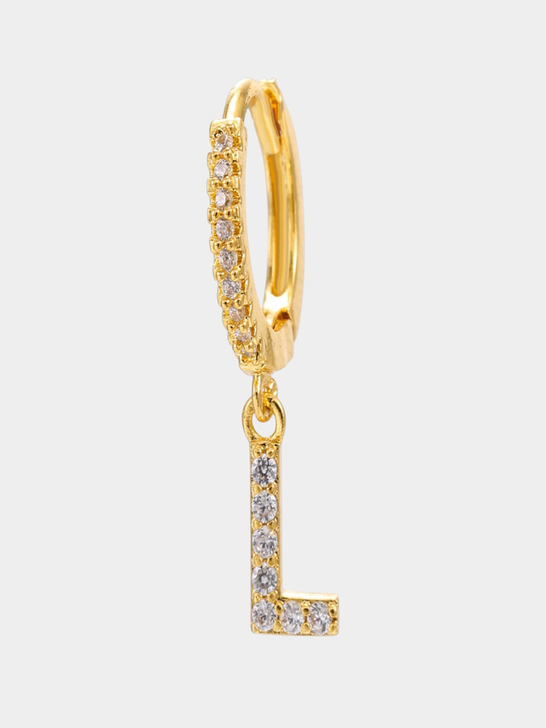 AQUASTREET 18K Gold-Plated Zircon Studded L Shaped Hoop Earrings