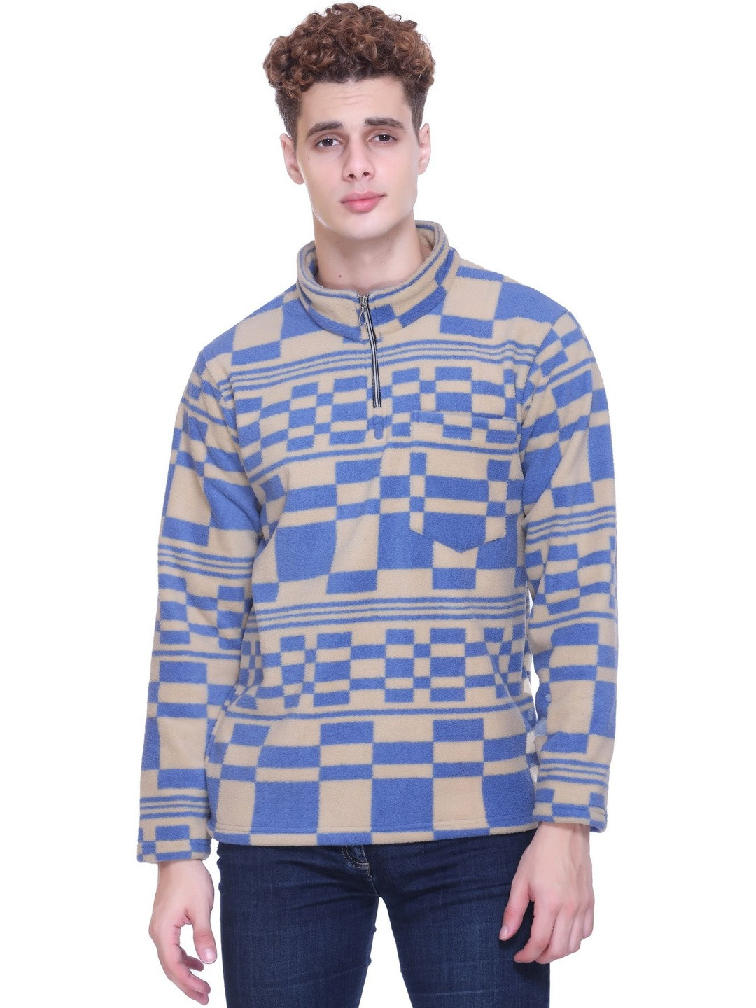 FIRST SLEEP Men Checked Sweatshirt