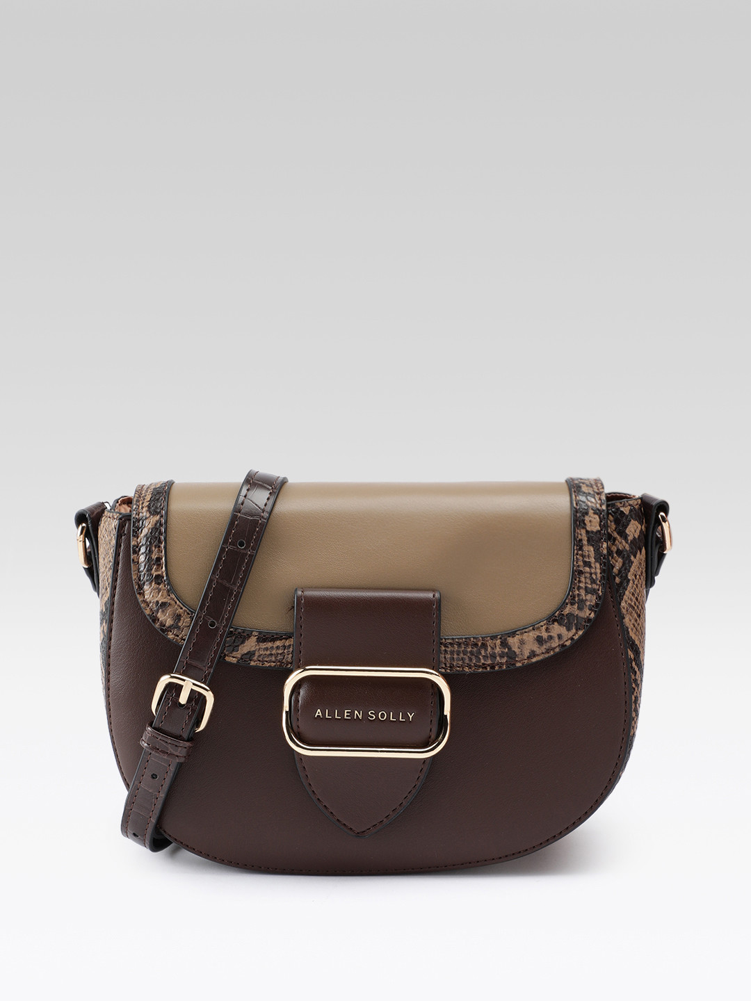 Allen Solly Colourblocked Structured Sling Bag With Snake Print Detail