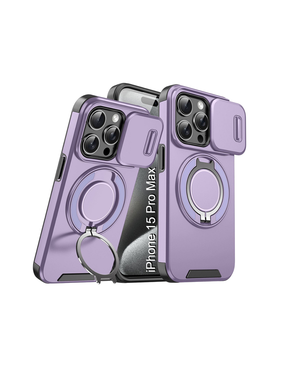 Luxury Kase Shockproof iPhone 15 Pro Max Magnetic Back Case With Slide Camera Cover