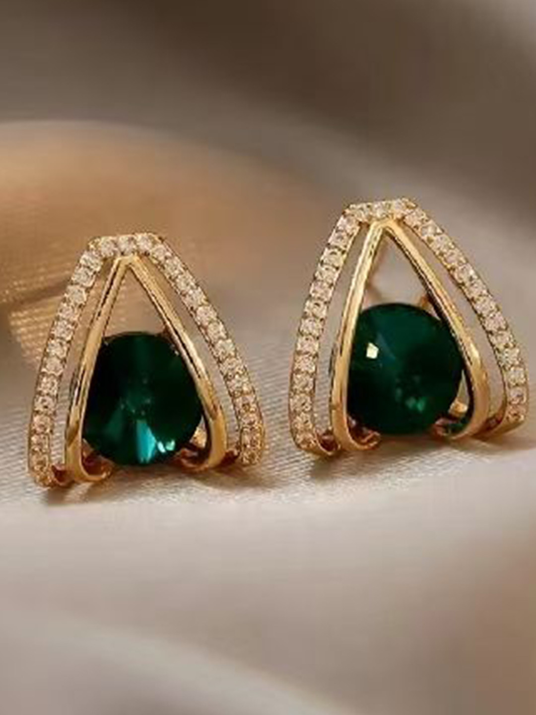 Celestique Korean Cubic Zirconia Studded Circular Shaped Studs