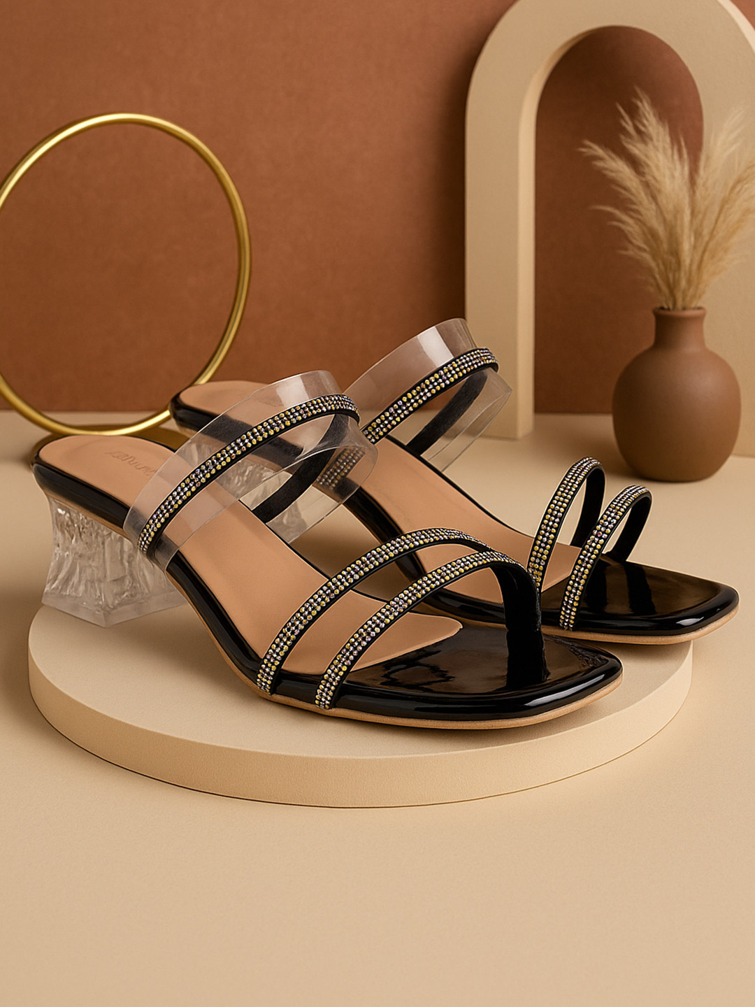 BLINDER Embellished Block Heels Sandals