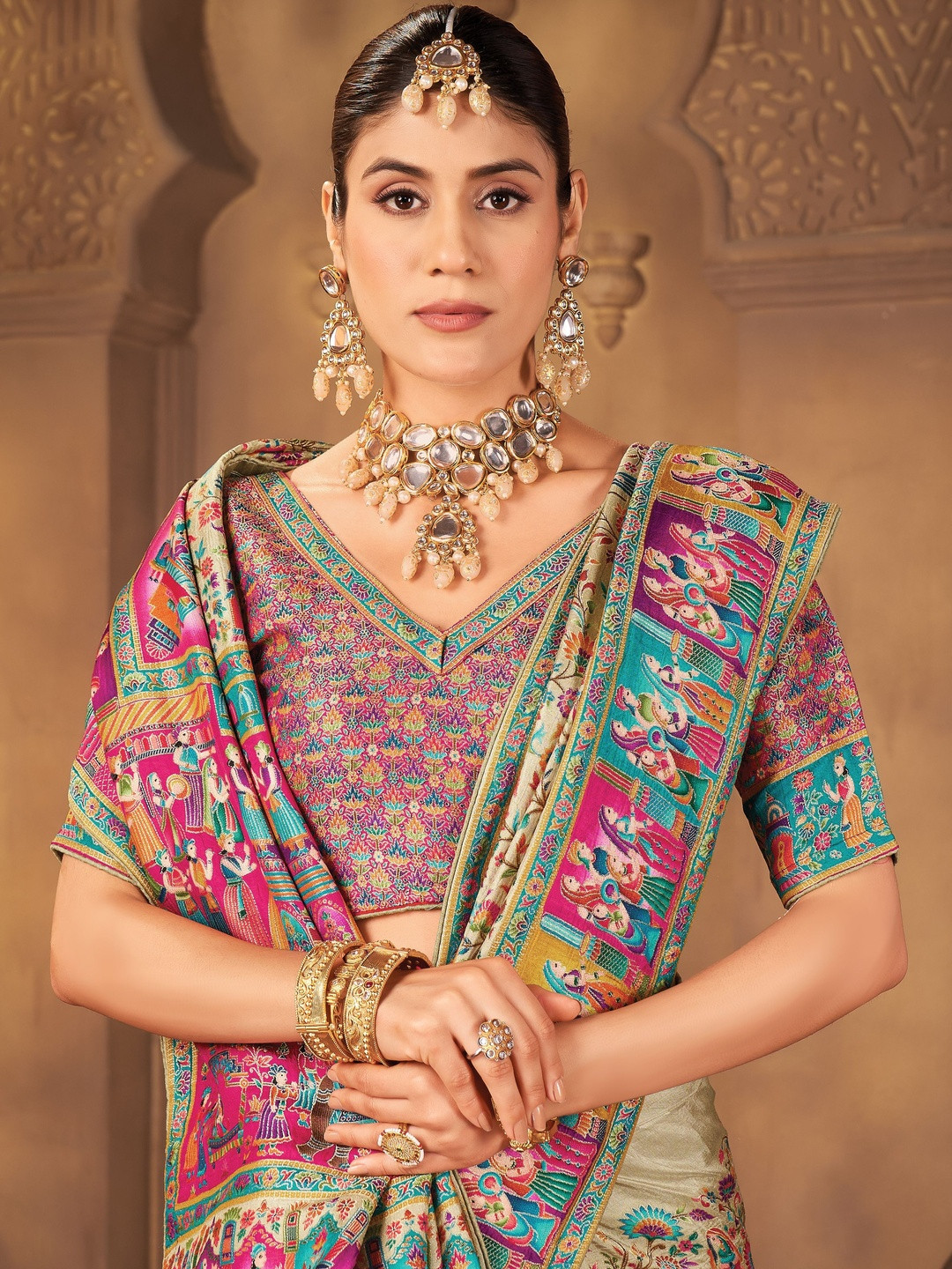 SARIYA Ethnic Motifs Printed Art Silk Banarasi Saree