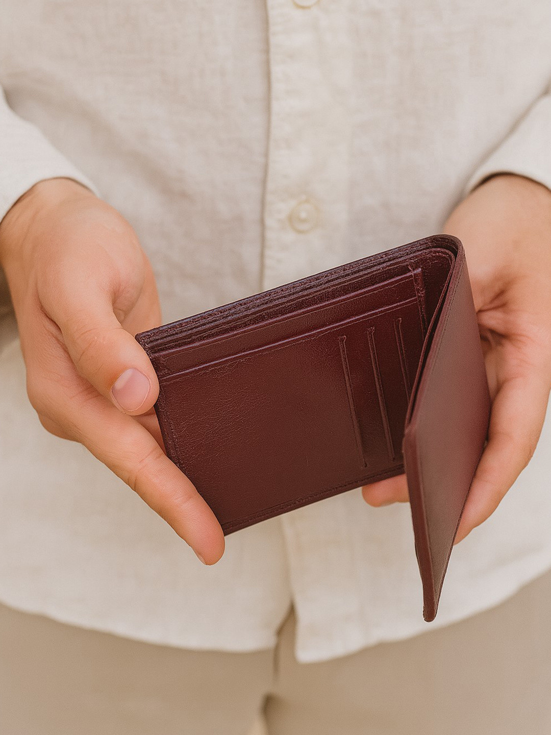 Celtic Burgundy Leather Men Card Holder Flap Closure with Multiple Compartments