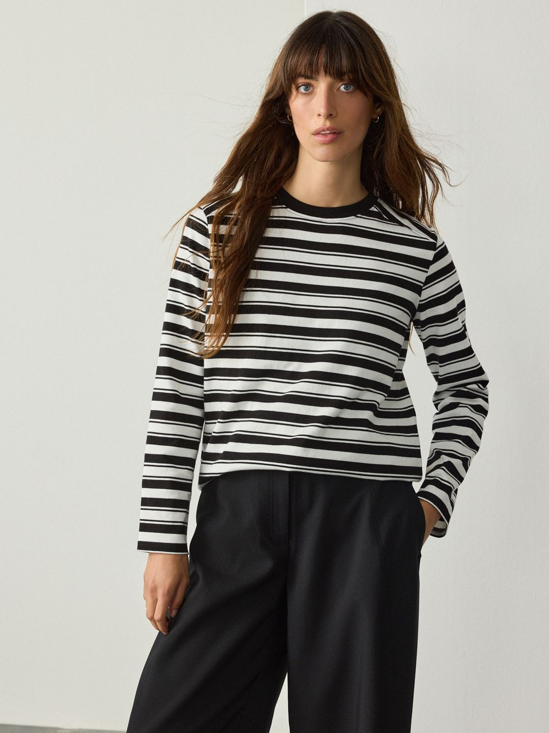 NEXT Striped Monochrome Pure Cotton T-shirt