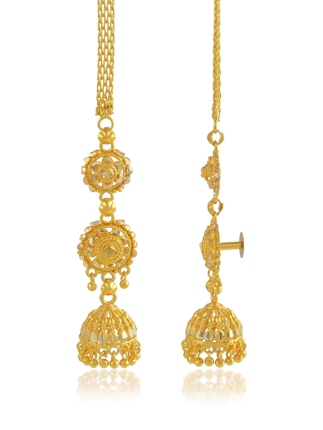 Brass 24KT Gold Ethnic long Patta Jhumka Earwire Jhumki Tradtional earrings Women