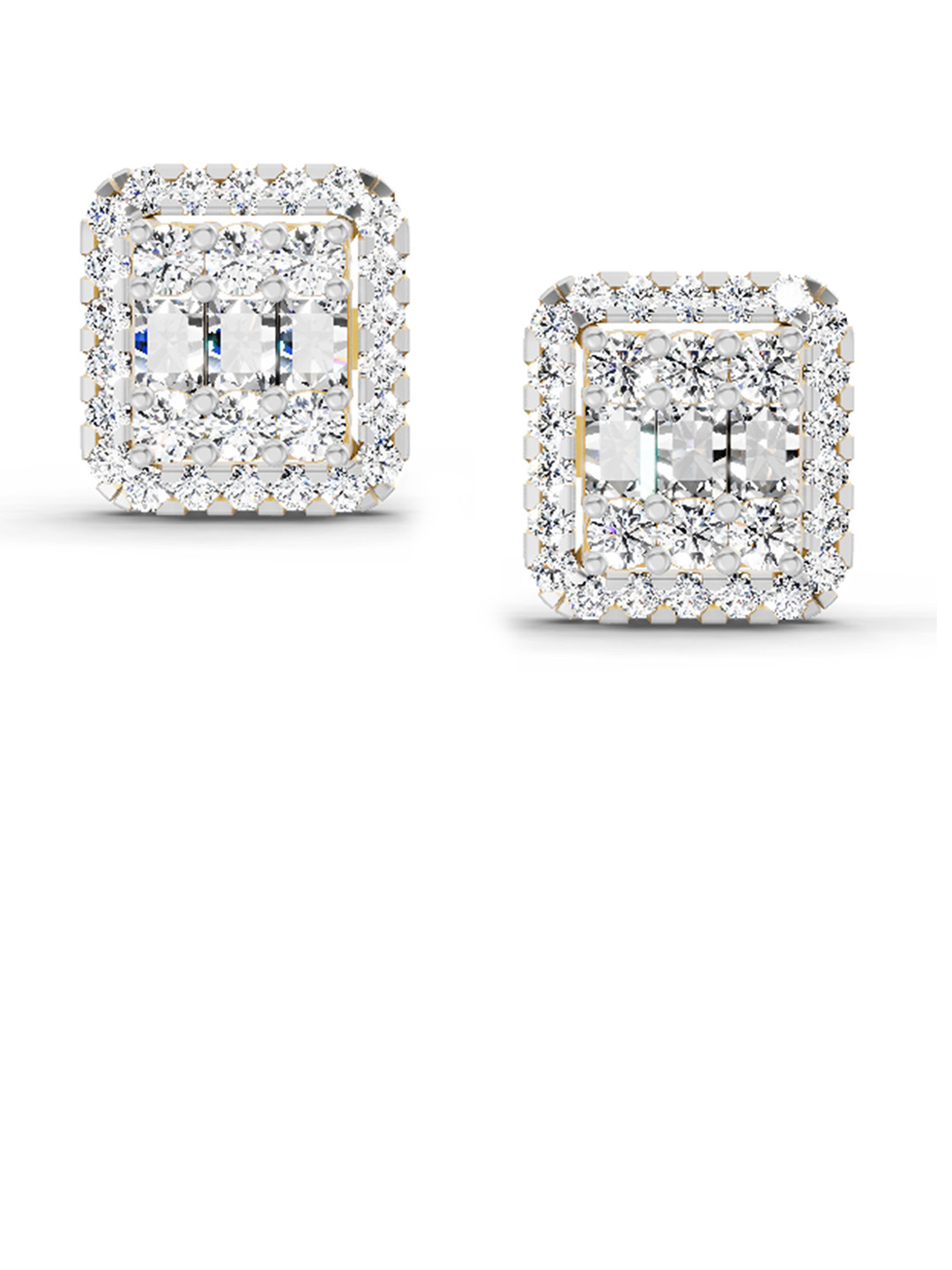 Sparkles 14K Yellow Gold Lab Grown Diamond 0.45 Carat Baguette Diamond Cluster Earrings