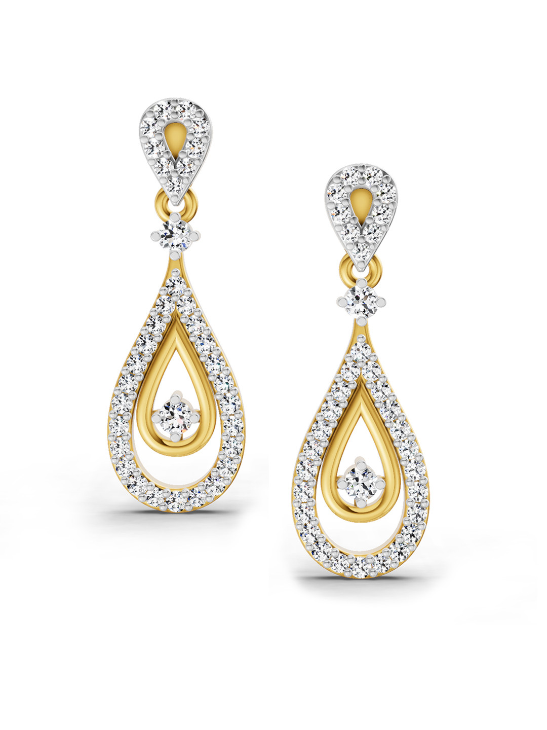 Sparkles 14K Yellow Gold Lab Grown Diamond 0.21 Carat Dangle Diamond Earrings
