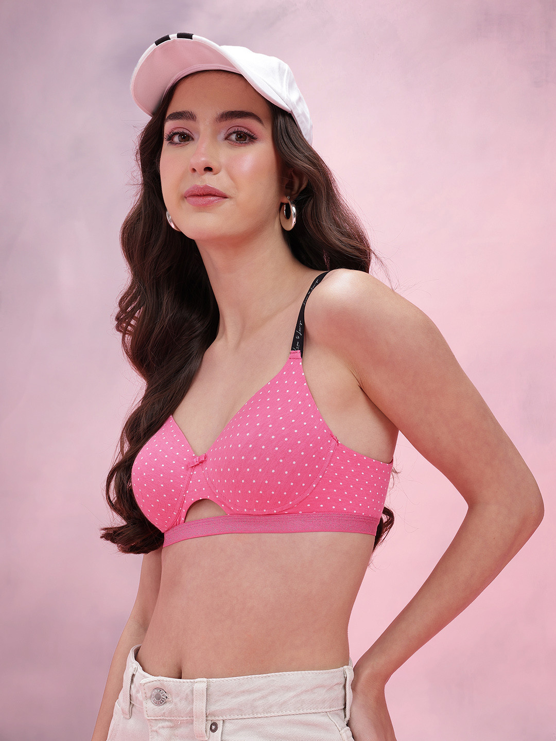 DressBerry Polka Dots Medium Coverage Lightly Padded Bra New-DRM-DB-FSN22C-DLMLA