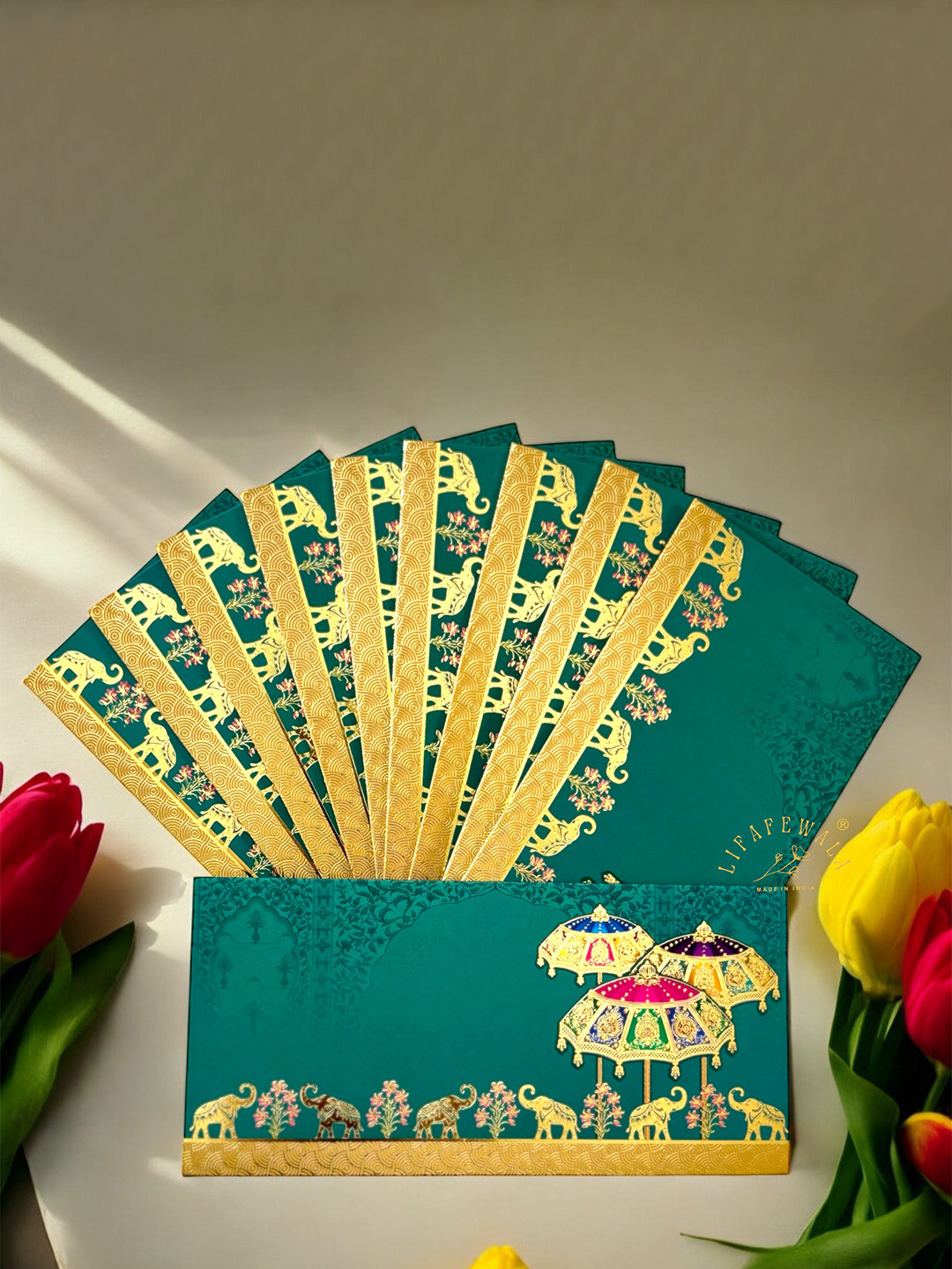 LIFAFEWALA Set Of 10 Premium Umbrella Design Money & Shagun Envelopes