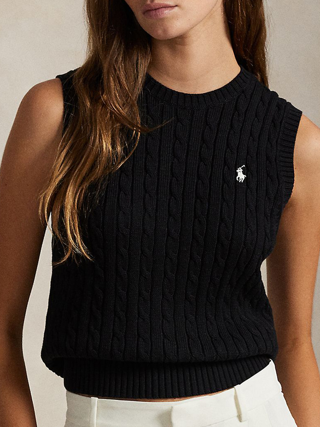 Polo Ralph Lauren Women Cable Knit Crop Sweater Vest