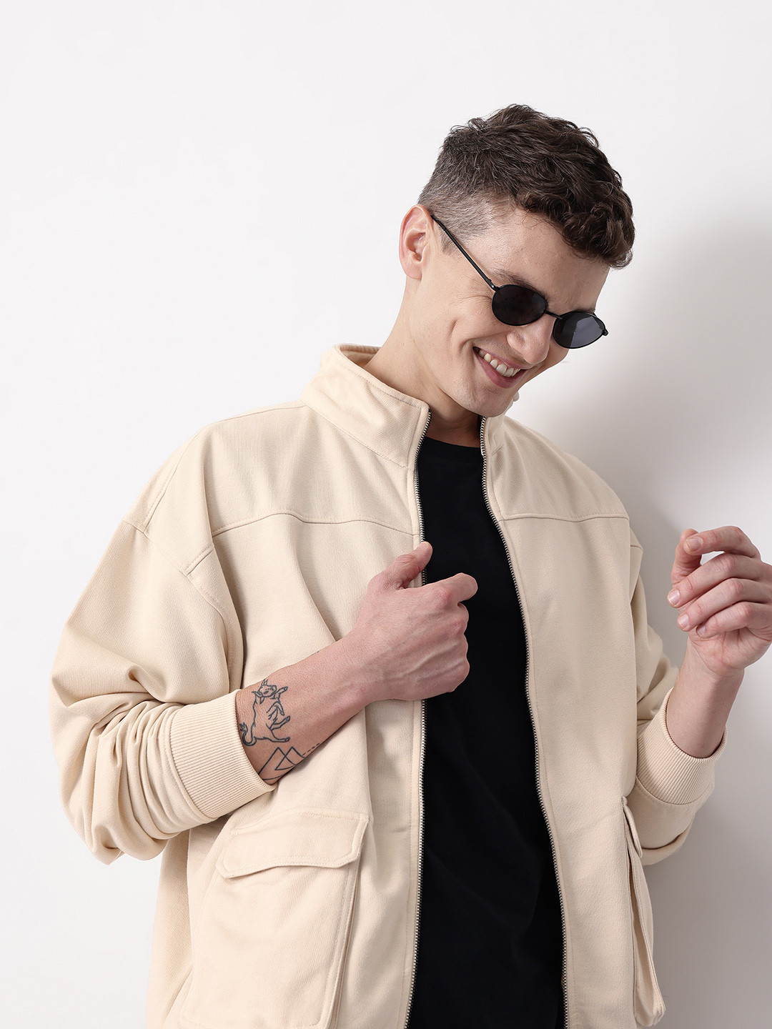 Mast & Harbour Front Open Sweatshirt With Pocket Details