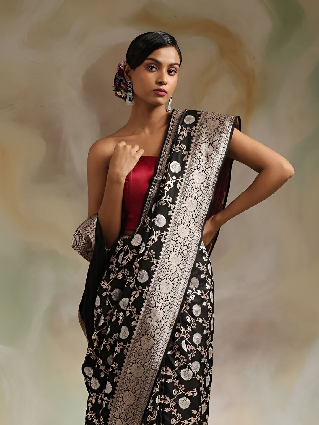 Shriyangan Floral Zari Art Silk Kanjeevaram Saree